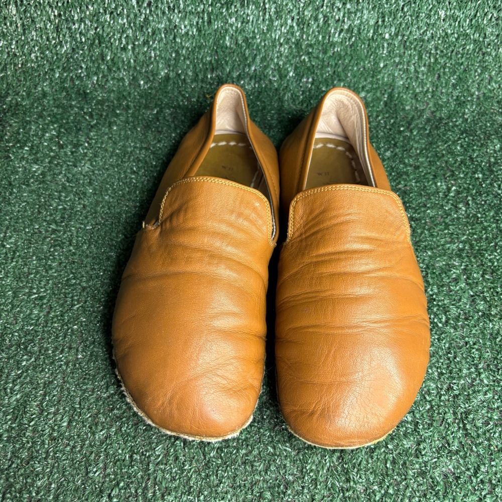 Nefes Handmade Leather Yemeni Loafers Slip On Barefoot Tan Brown Womens Size 11